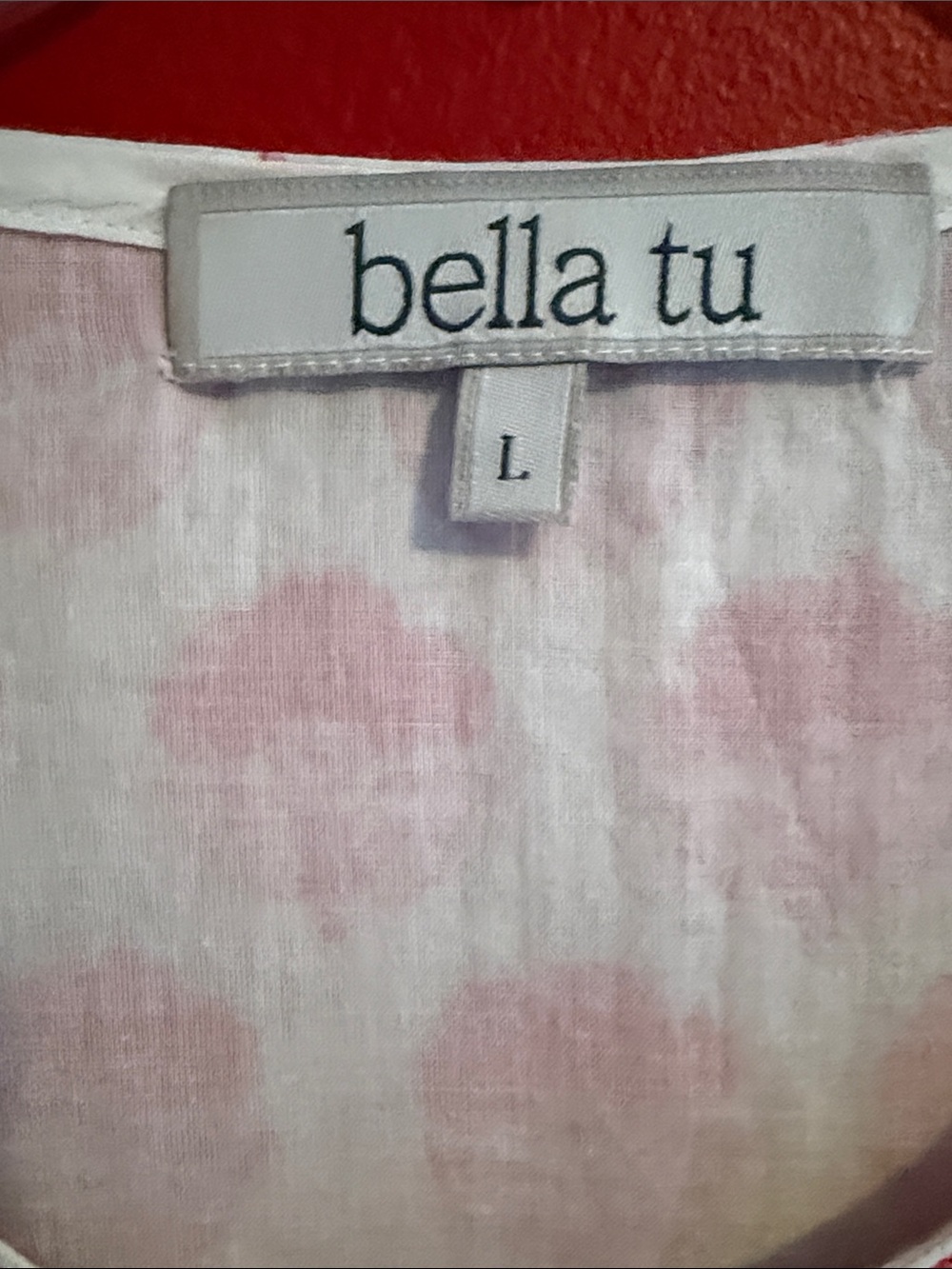 Bella Tu Lightweight Cotton White & Pink Short Sleeve Shift Dress - Picture 2 of 9